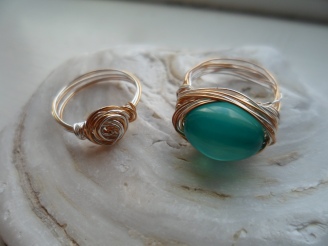 silver plated, gold wire rings