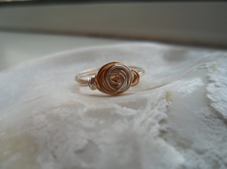 Silver & Gold Plated Wire Rose Ring